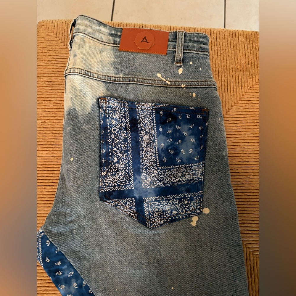 ALCHEMIST DISTRESSED-EFFECT MID-RISE JEANS - BLUE - MENS SIZE 34